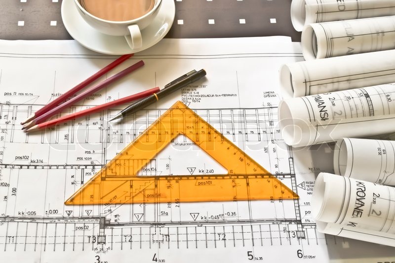 Heap Of Architect Design And Project Stock Image Colourbox