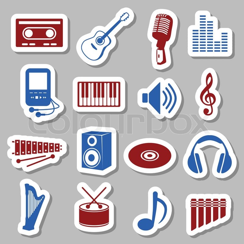 Music stickers | Stock vector | Colourbox