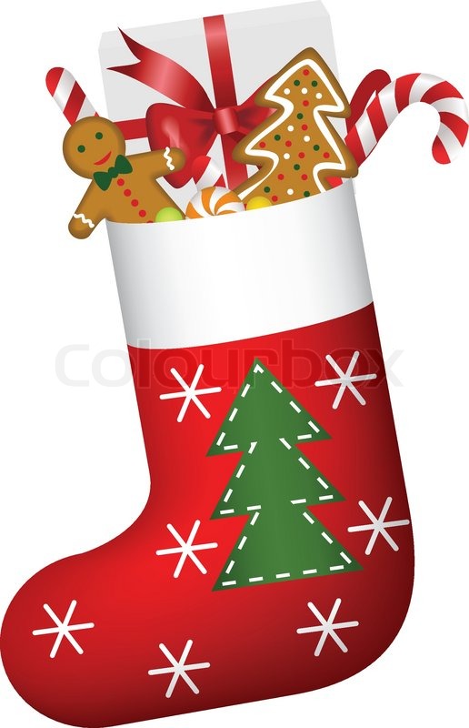 christmas sock full of gifts stock vector colourbox