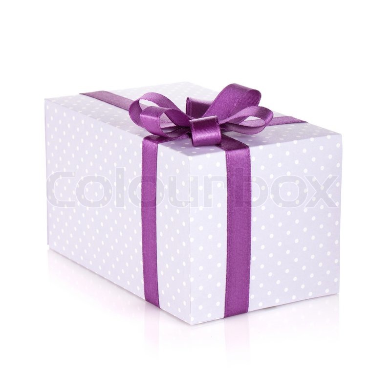 Blue gift box with ribbon and bow Stock image Colourbox