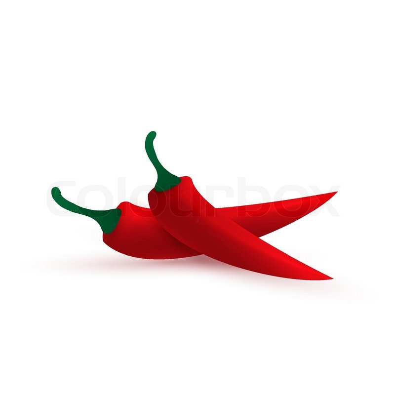 Two chili peppers isolated on white ... | Stock vector | Colourbox
