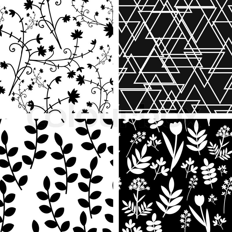 Black and white seamless patterns ... | Stock vector | Colourbox