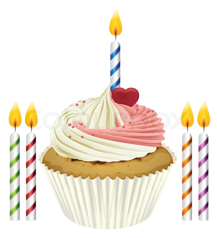 Cupcake and candles | Stock vector | Colourbox