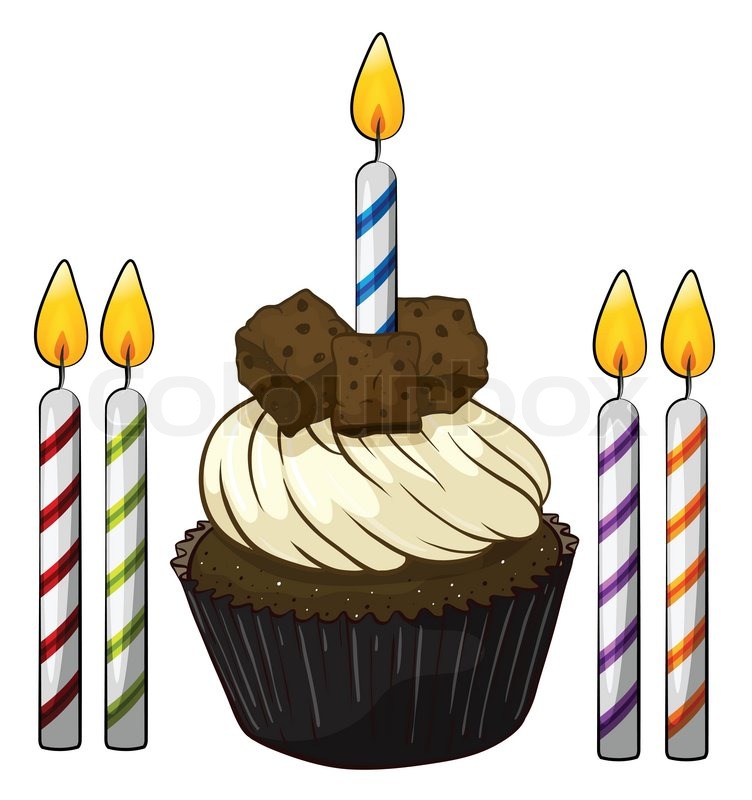 Cupcake and candles | Stock vector | Colourbox