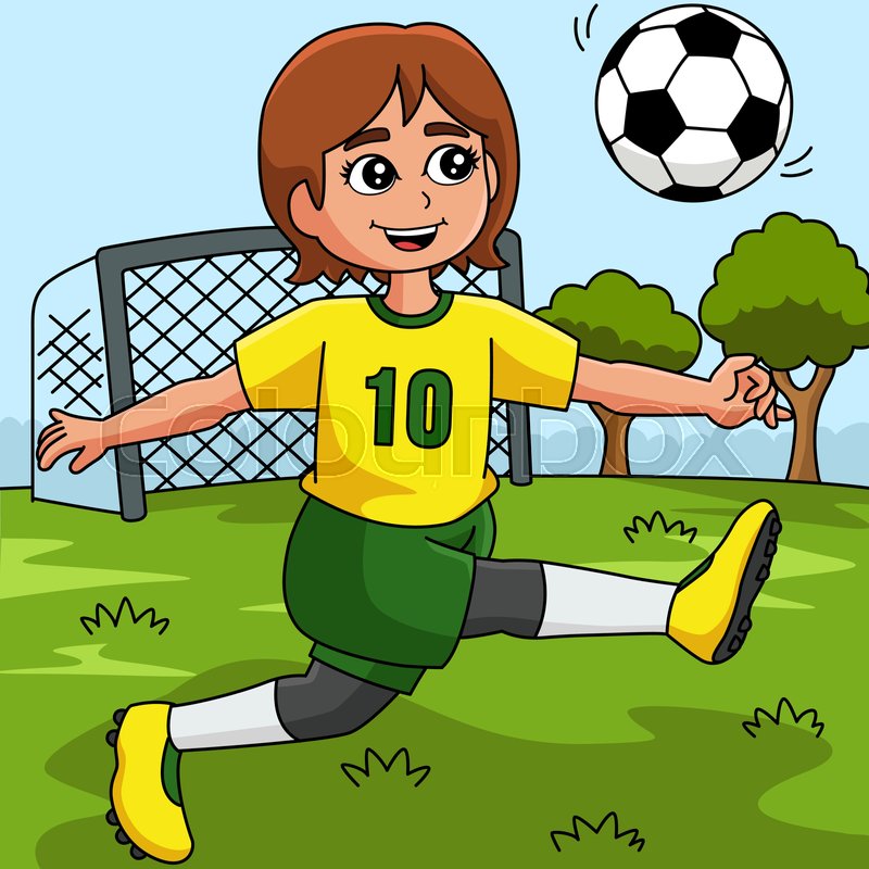 Girl Soccer Ball Cartoon