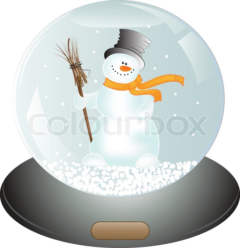 Christmas Gift Snowman In Snow Globe Vector Christmas Gift Snowman In Snow Globe Vector