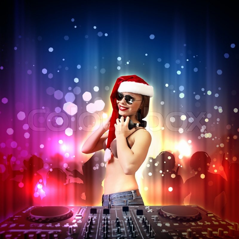 female dj in christmas wear stock photo colourbox dj christmas