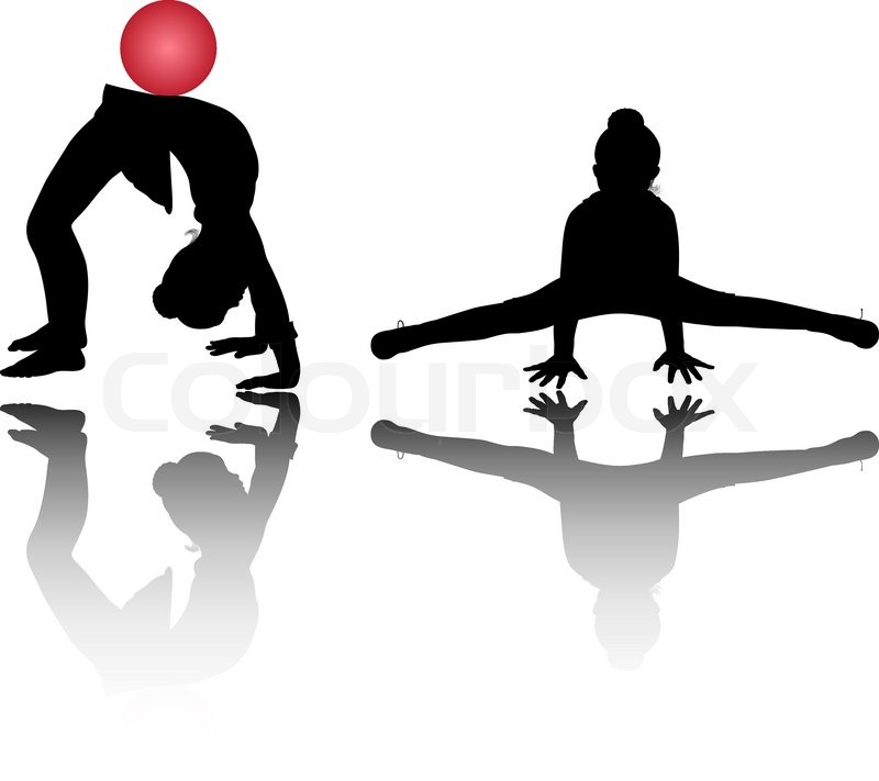 silhouettes of girl gymnasts stock vector colourbox