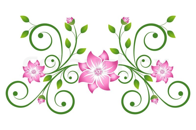 Scroll with flowers Stock vector Colourbox