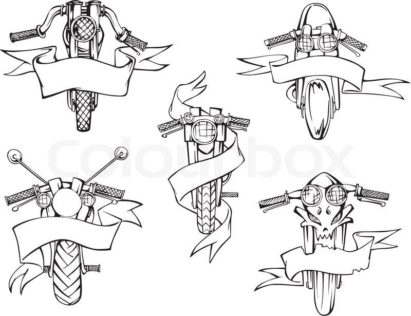 motorcycle templates with ribbons stock vector colourbox