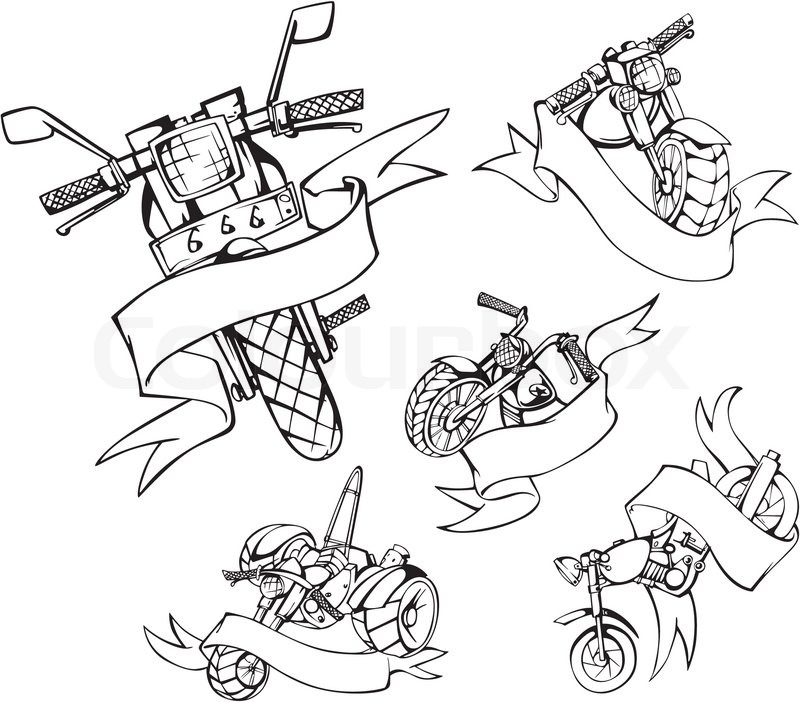 motorcycle templates with ribbons stock vector colourbox