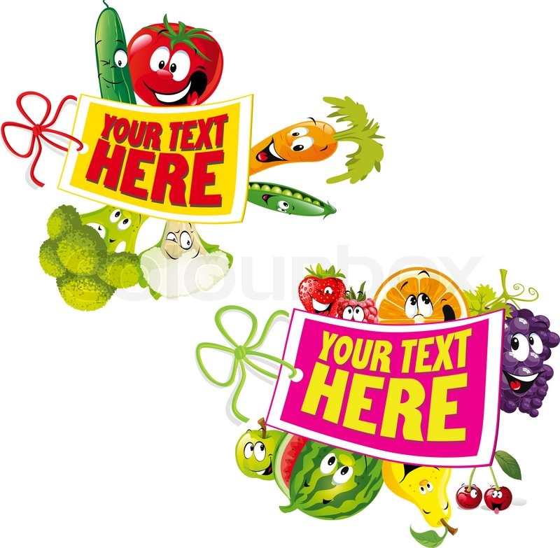 Tag with vegetable and fruit Stock vector Colourbox