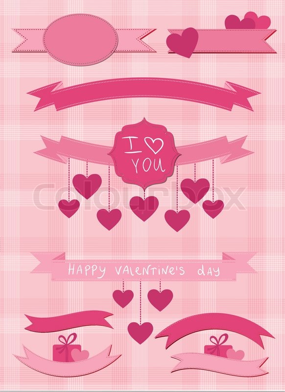 Set of pink ribbons and labels | Stock vector | Colourbox