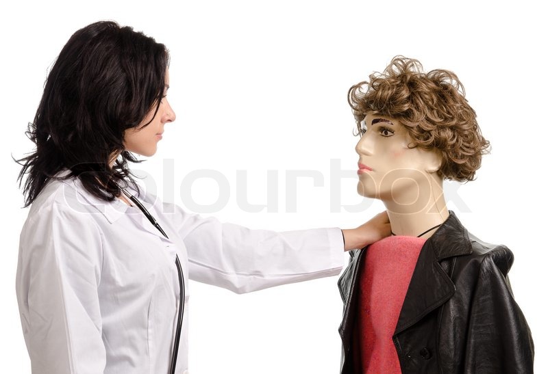 Woman doctor with a male mannequin Stock image Colourbox