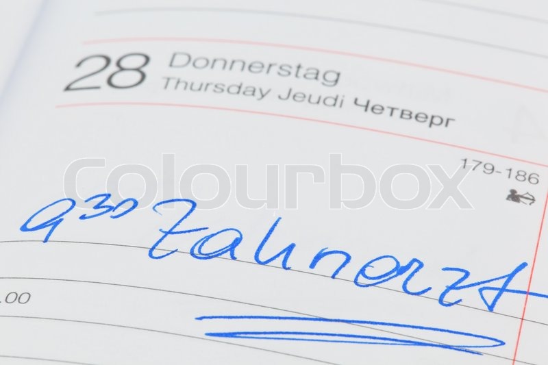 Eintrag im Kalender : zahnarzt | Stock Bild | Colourbox