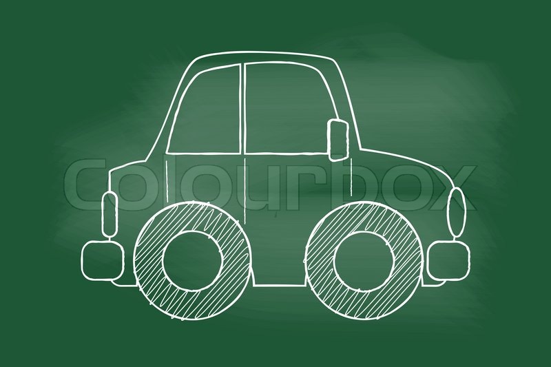 Scribble sketch of car on blackboard Stock vector Colourbox