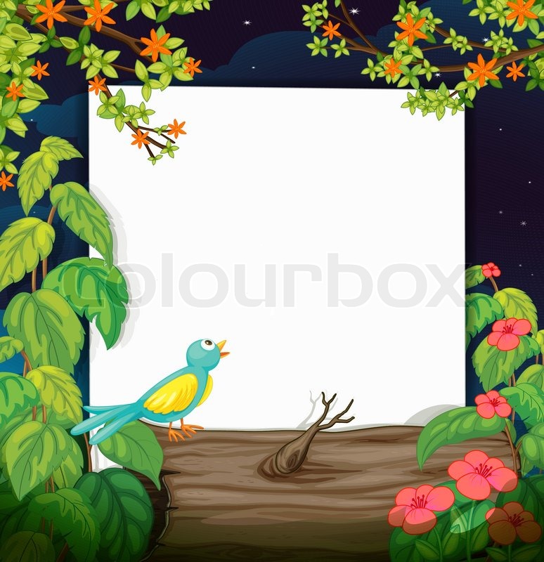 A bird and a white board Stock Vector Colourbox