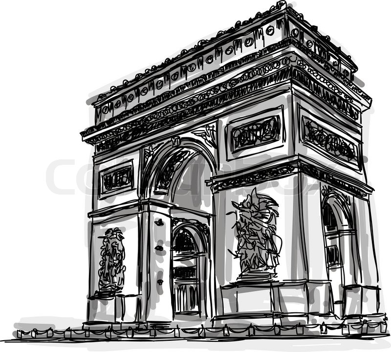 Vector World famous landmark collection : Arc de Triomphe, Paris ...