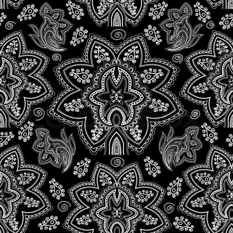 Wallpaper Black And White Paisley Background