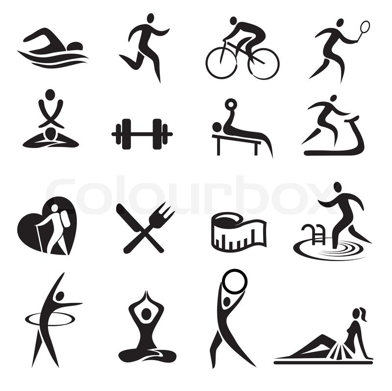 u0026quot;Black Sport fitness icons. Vector illustration.u0026quot; : Stock ...