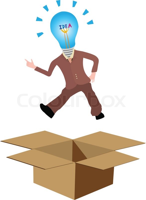 Think out of the box or thinking outside the box concept | Stock Vector