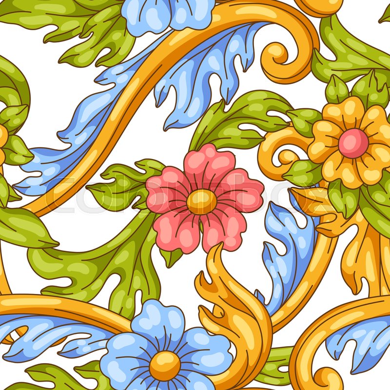 Baroque Floral Vector Pattern