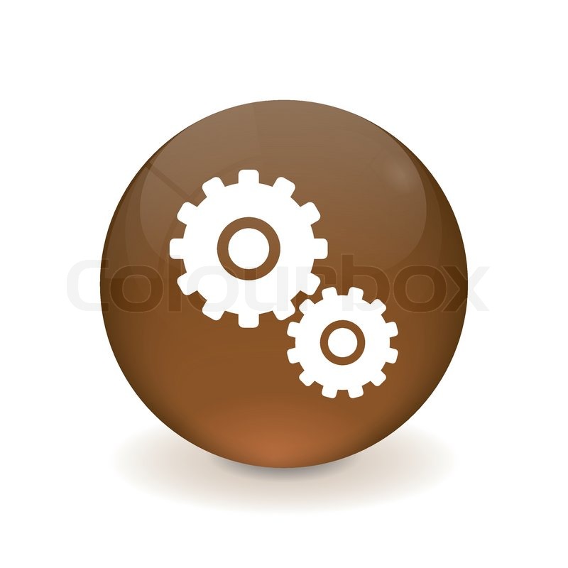 Round brown button - gear icon | Stock vector | Colourbox
