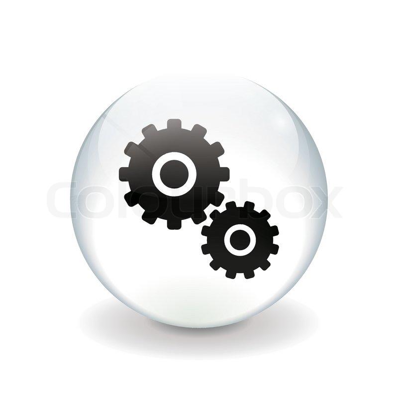 Runder weißer knopf - zahnrad icon | Vektorgrafik | Colourbox
