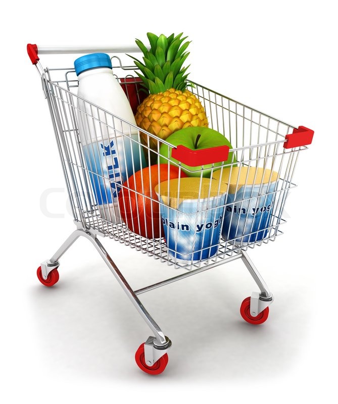 3d shopping cart, isolated white Stock image Colourbox