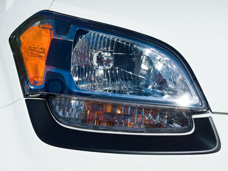 Close Up of a New Car Headlight Stock image Colourbox