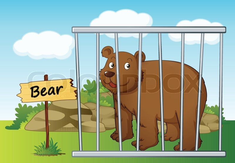 Bear in cage | Stock vector | Colourbox