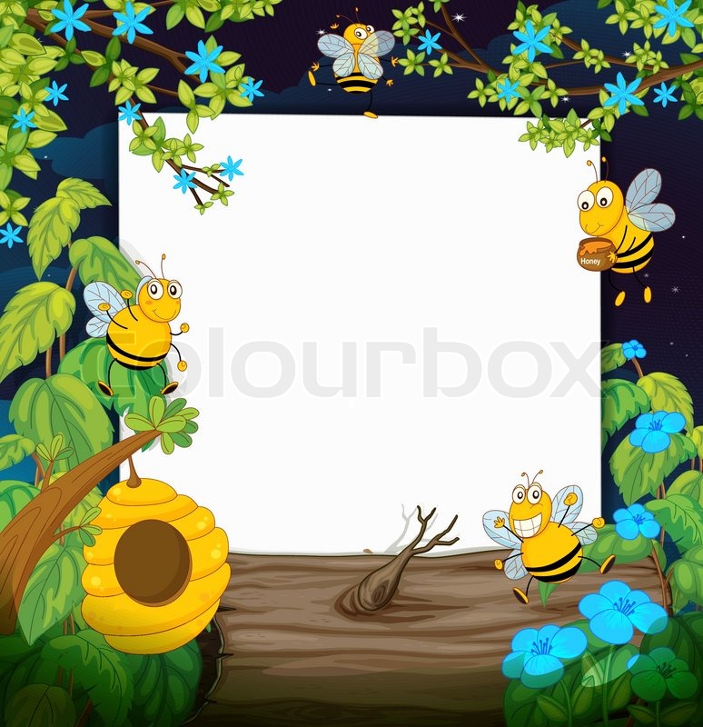 Bienen Und Eine Weisse Tafel Stock Vektor Colourbox