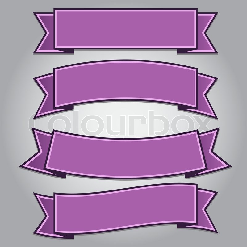 set of purple ribbon banners stock vector colourbox