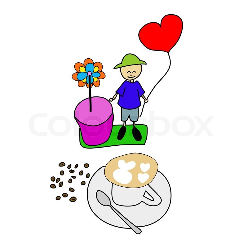 Coffee Time Rabbit And Heart Drawing On Latte Art Cup Vector Coffee Time Rabbit And Heart Drawing On Latte Art Cup Vector
