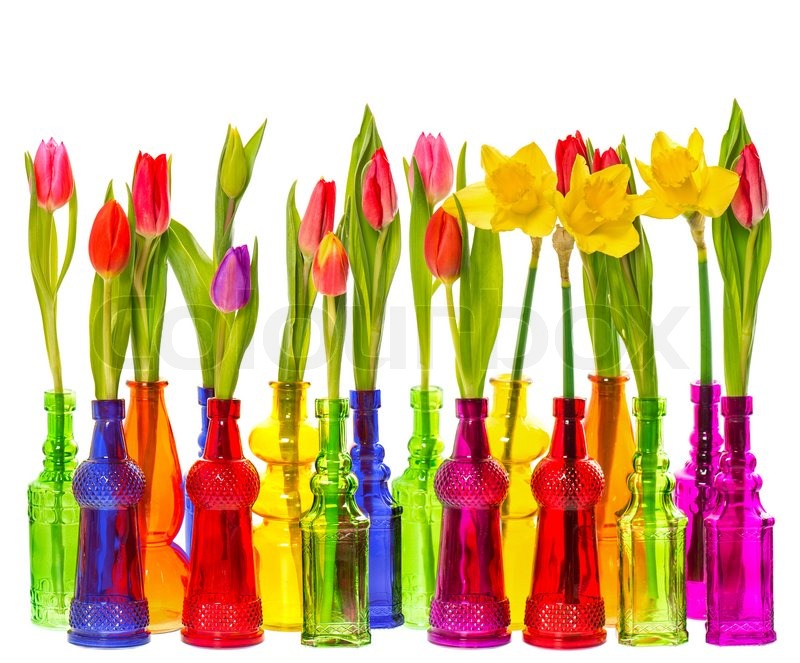 Image result for colorful vases with flowers