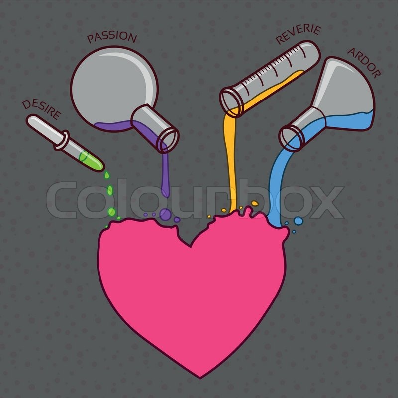 Love chemistry vector lineart Stock vector Colourbox