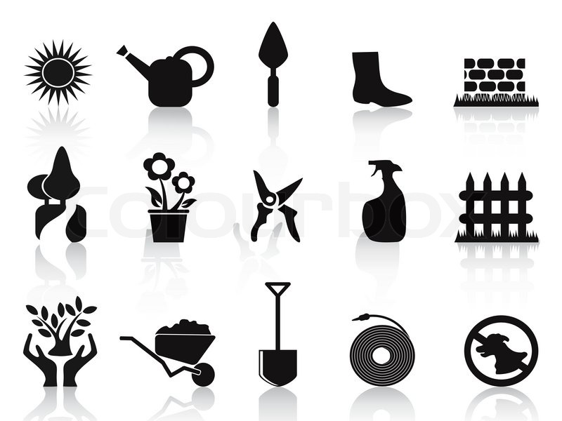 Black garden icons set Stock vector Colourbox