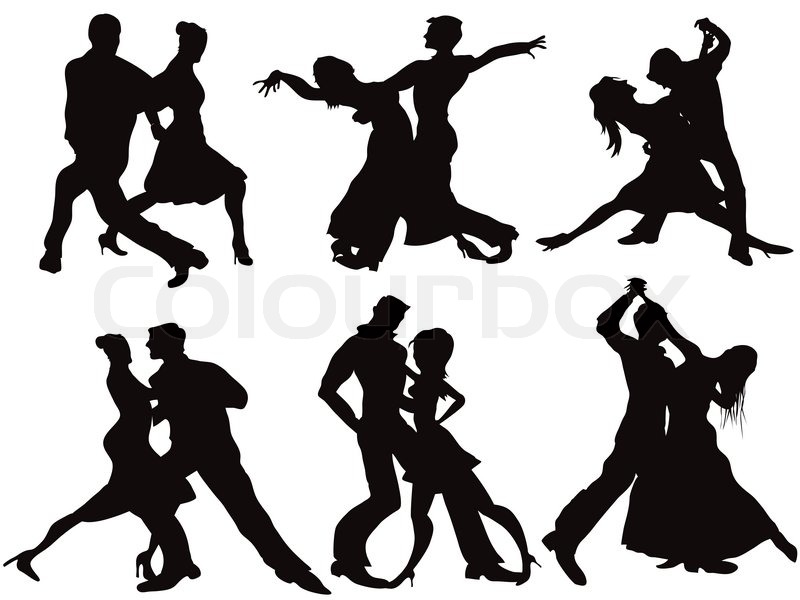 Silhouettes Of The Ballroom Dancers Stock Vector Colourbox