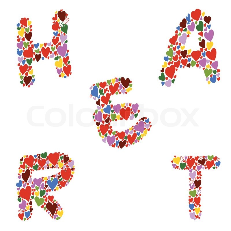 Hand-drawn heart-shaped alphabet | Stock vector | Colourbox
