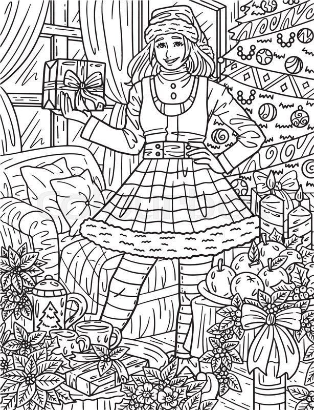 Christmas Girl Elves Coloring Pages