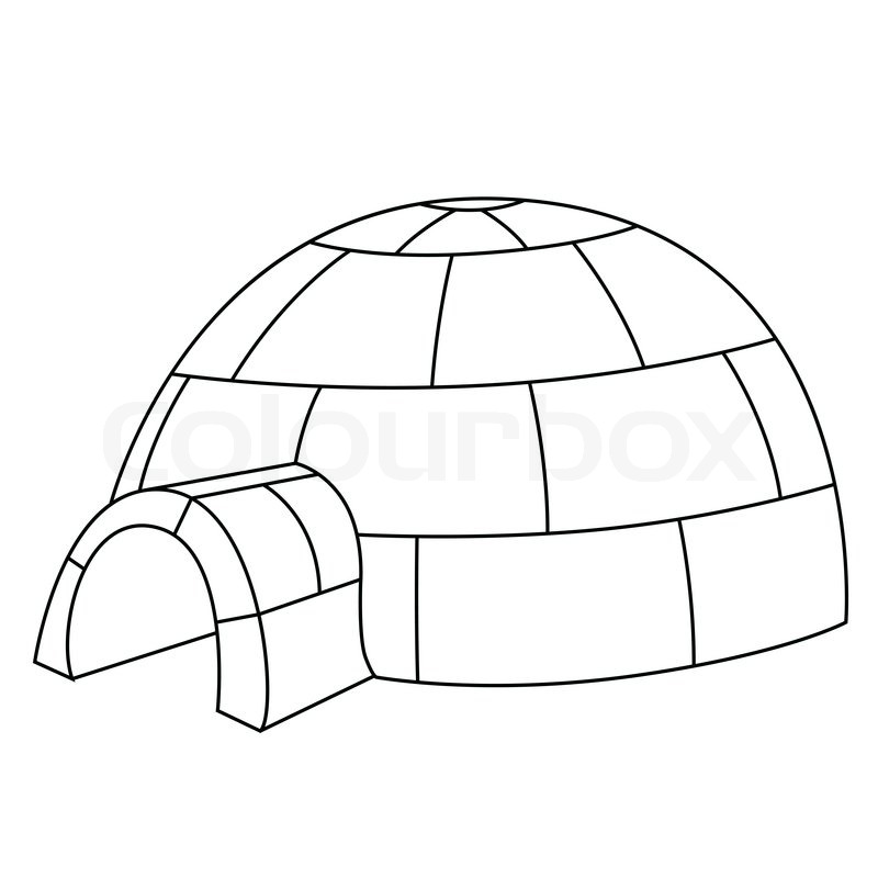 Black outline vector Igloo on white Stock vector Colourbox