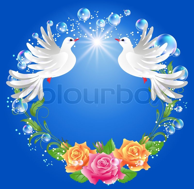 Two doves and roses | Stock Vector | Colourbox
