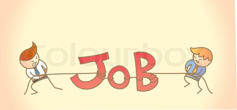 cartoon character of two business men pulling job stock vector