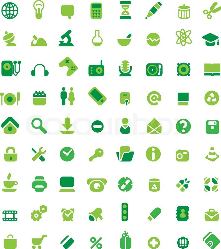 Set of 72 green icons. Vector Stock Vector Colourbox