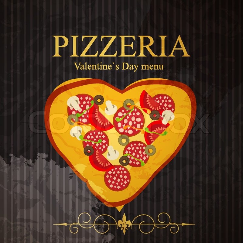 Pizza Menu Template on Valentine`s | Stock vector | Colourbox