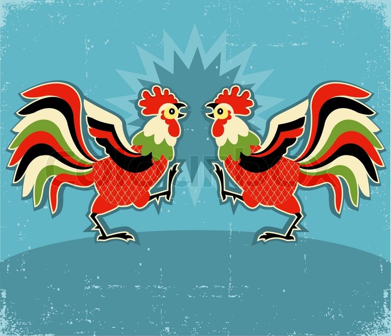 Rooster fight.vector color Stock vector Colourbox