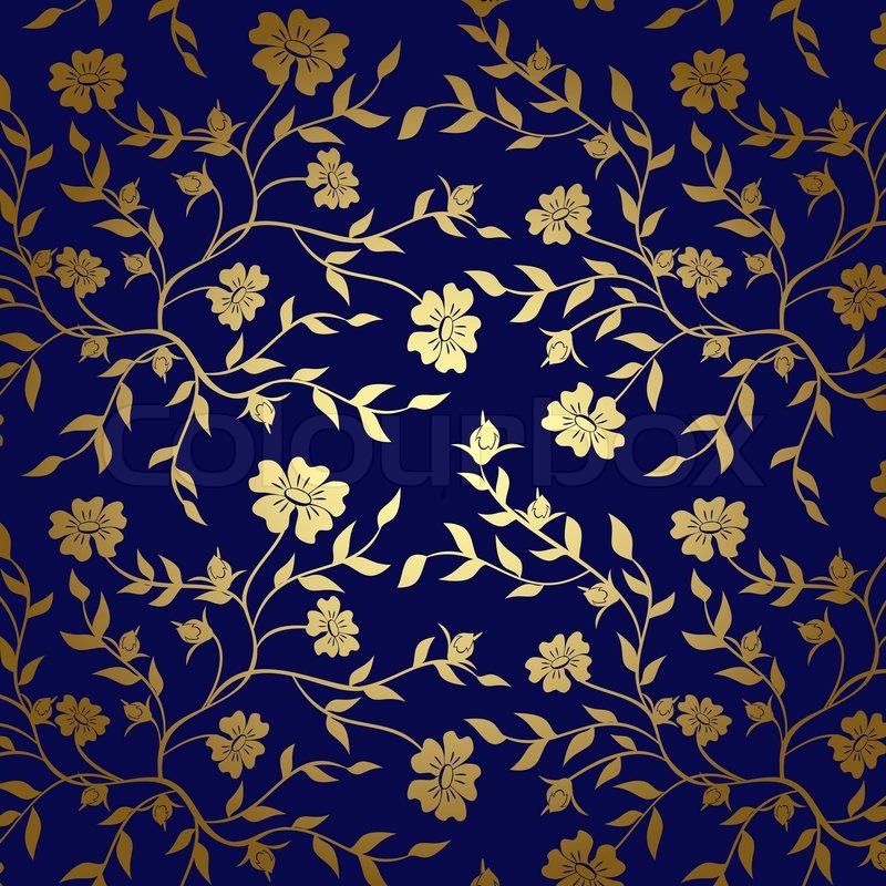 Blue and gold floral texture for ... | Stock image | Colourbox