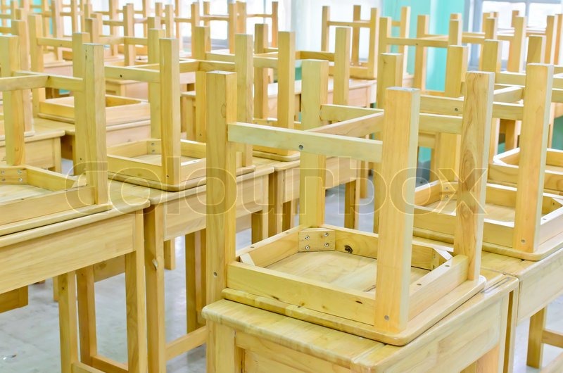 Chairs and tables in class room | Stock image | Colourbox