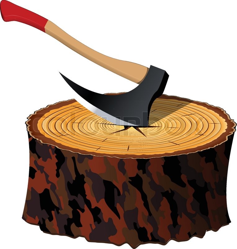 Axe and wood Stock vector Colourbox