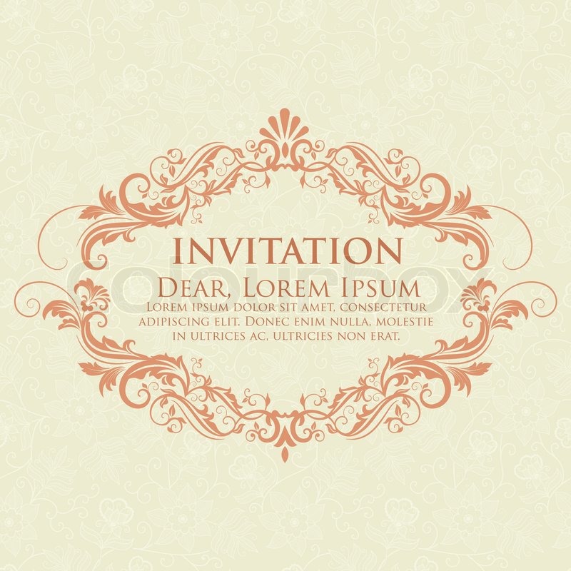 Invitation or wedding card with damask background and elegant floral  elements. | Stock vector | Colourbox